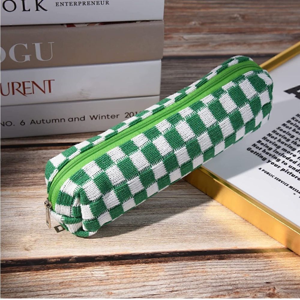 Green Checkered Makeup Bag Set - Picture 5 of 6